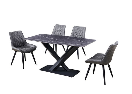 Mesa de comedor del gris el 150x80x77cm 6 Seater con el top de mármol