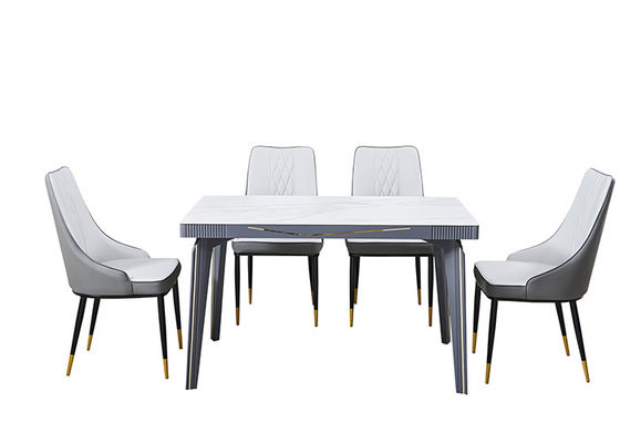 Mesa de comedor de lujo ligera embutida metal del top de la pizarra de la roca