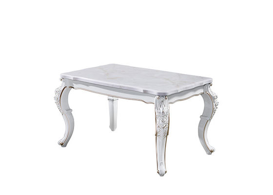 Mesa de comedor de mármol rectangular de talla abundante de la familia