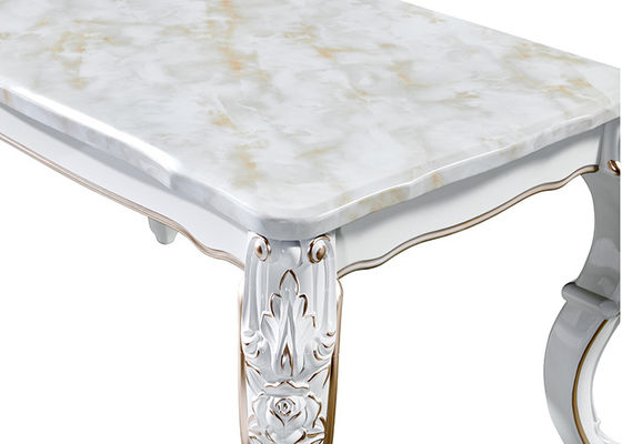 Mesa de comedor de mármol rectangular pintada blanca nacarada