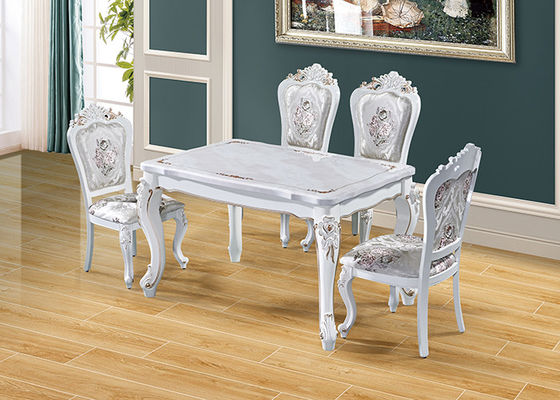 Mesa de comedor de mármol nórdica rectangular blanca nacarada del hotel