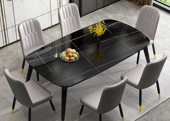 Mesa de comedor de piedra veteada de la pizarra, mesa de comedor de la familia ISO9001