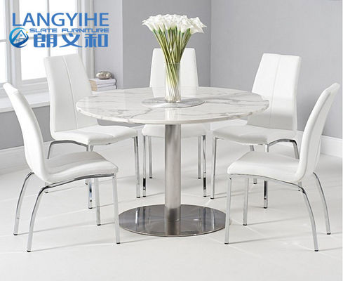 Mesa de comedor tapizada del mármol del círculo de la silla el 120cm