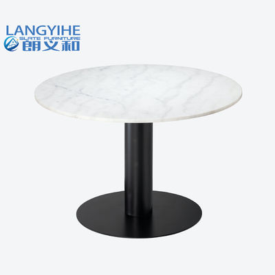Diámetro de mármol redondo de la mesa de comedor el 105cm del Odm de la base negra superior blanca pequeño