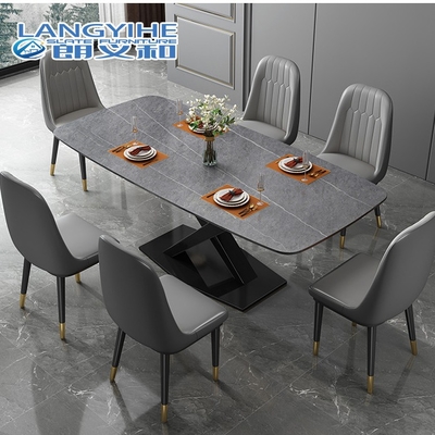 No metal de mármol minimalista de la mesa de comedor del apartamento de la corrosión rectangular