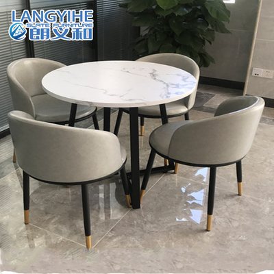 Mesa de comedor de lujo ligera del mármol del círculo de la losa de la roca escalable