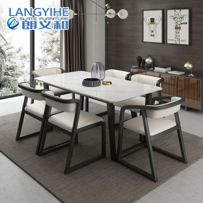 Minimalista moderno nórdico de mármol de la mesa de comedor de madera sólida y de la silla