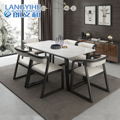 Mesa de comedor de mármol nórdica de madera sólida de la mesa de comedor y cuadrado de la silla