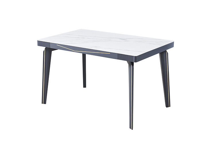 Mesa de comedor de lujo ligera embutida metal del top de la pizarra de la roca