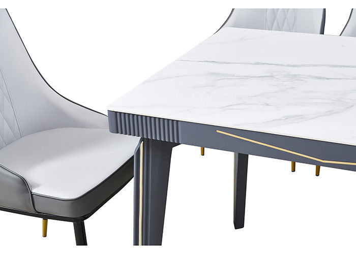Mesa de comedor de lujo ligera embutida metal del top de la pizarra de la roca