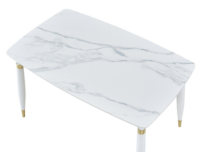 Mesa de comedor de mármol rectangular simple de madera sólida