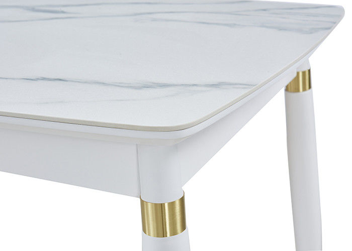 Mesa de comedor de mármol rectangular simple de madera sólida