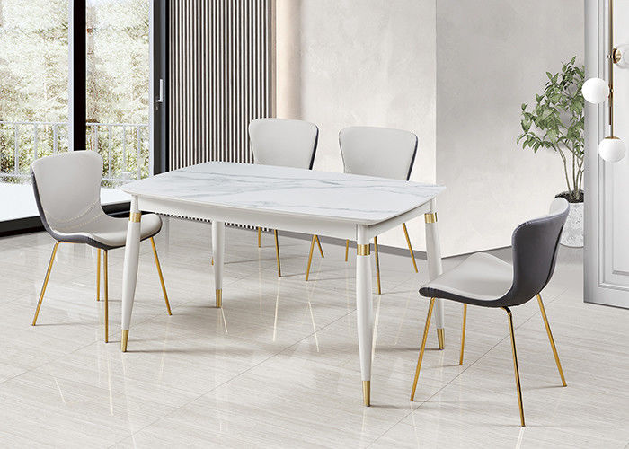 Mesa de comedor de mármol rectangular simple de madera sólida