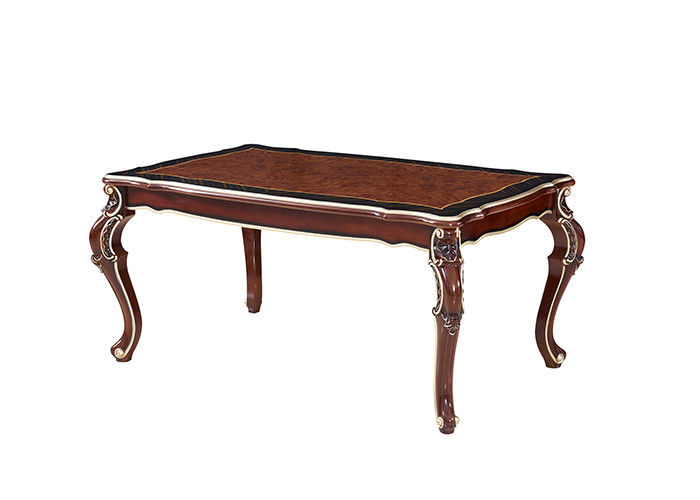 Mesa de comedor de madera de mármol rectangular de la pintura francesa