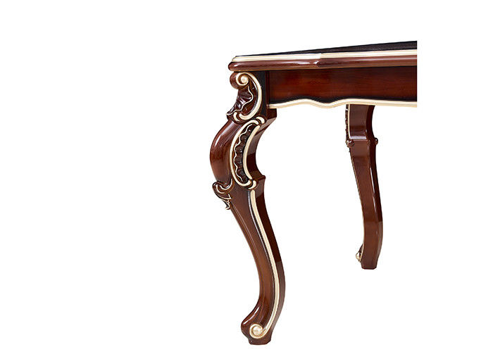 Mesa de comedor de madera de mármol rectangular de la pintura francesa