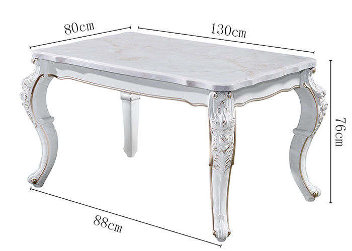 Mesa de comedor de mármol rectangular de talla abundante de la familia