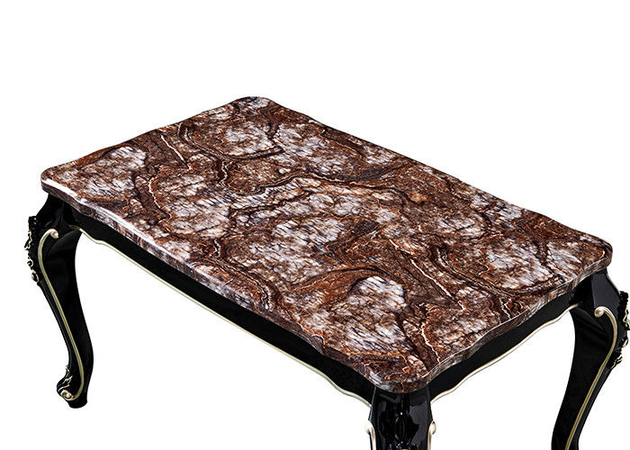 Ebony Nordic Marble Dining Table tallado pintura de lujo, mesa de comedor europea del estilo