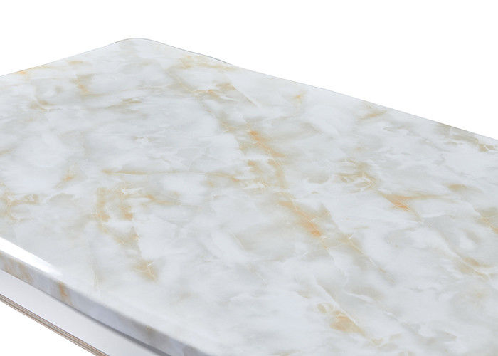 Mesa de comedor de mármol rectangular pintada blanca nacarada
