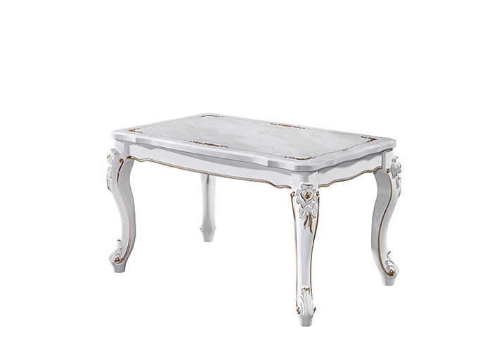 Mesa de comedor de mármol nórdica rectangular blanca nacarada del hotel