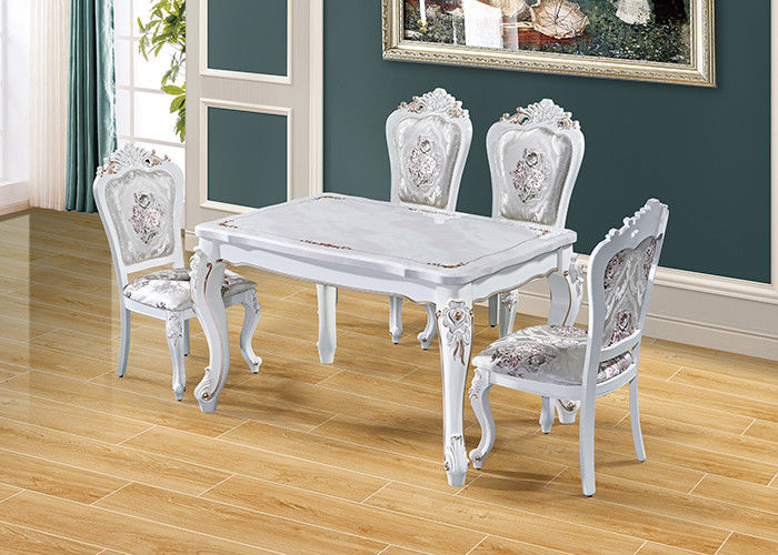 Mesa de comedor de mármol nórdica rectangular blanca nacarada del hotel