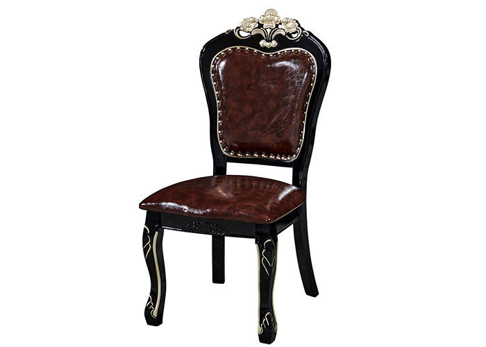 Sillas de cena europeas de Ebony Solid Wood Carved Sponge