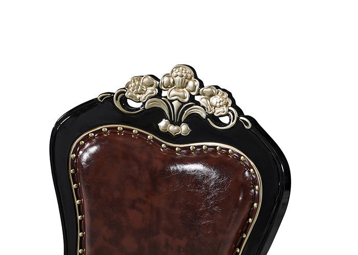 Sillas de cena europeas de Ebony Solid Wood Carved Sponge