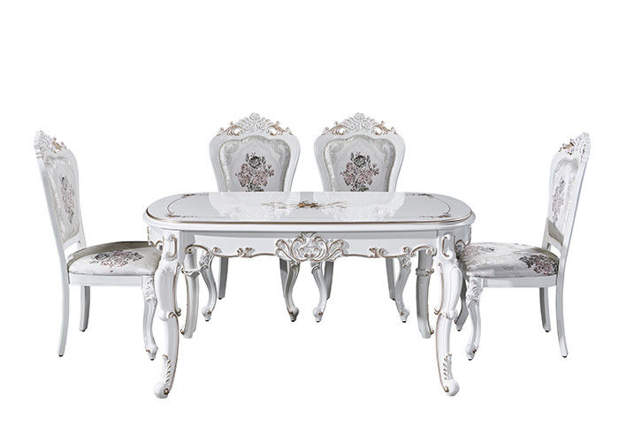 Mesa de comedor minimalista blanca elegante de madera sólida, tallando el sistema de la mesa de comedor