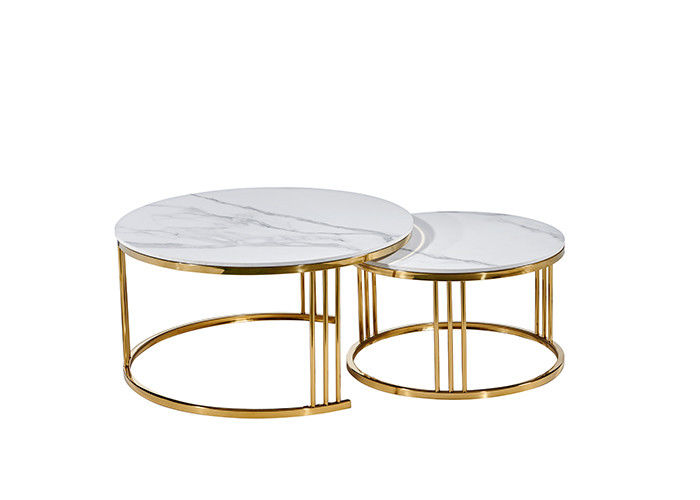 Mesa de comedor blanca de acero inoxidable del mármol del círculo de la oficina
