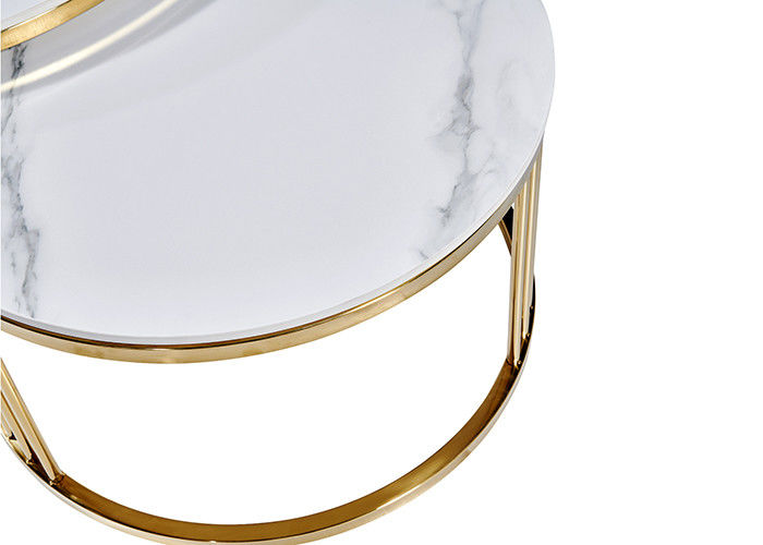 Mesa de comedor blanca de acero inoxidable del mármol del círculo de la oficina