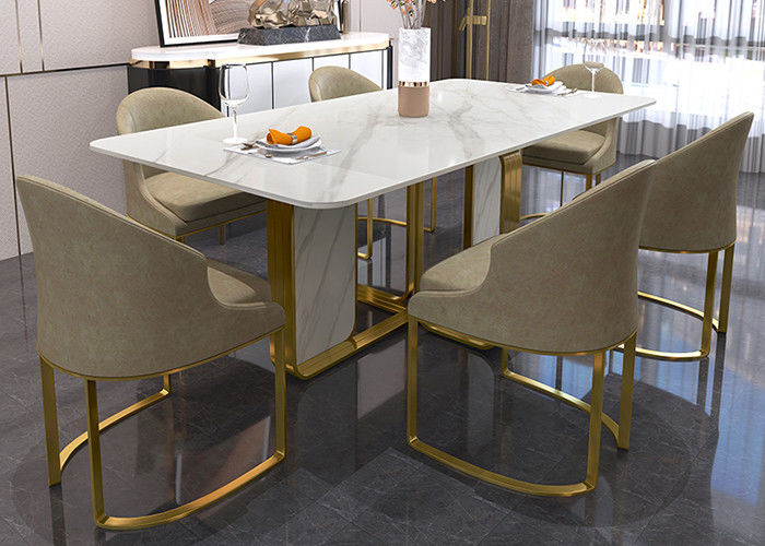 Mesa de comedor de mármol de lujo del restaurante, mesa de comedor durable