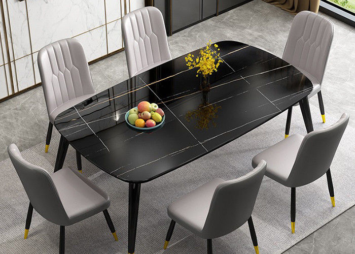 Mesa de comedor de piedra veteada de la pizarra, mesa de comedor de la familia ISO9001