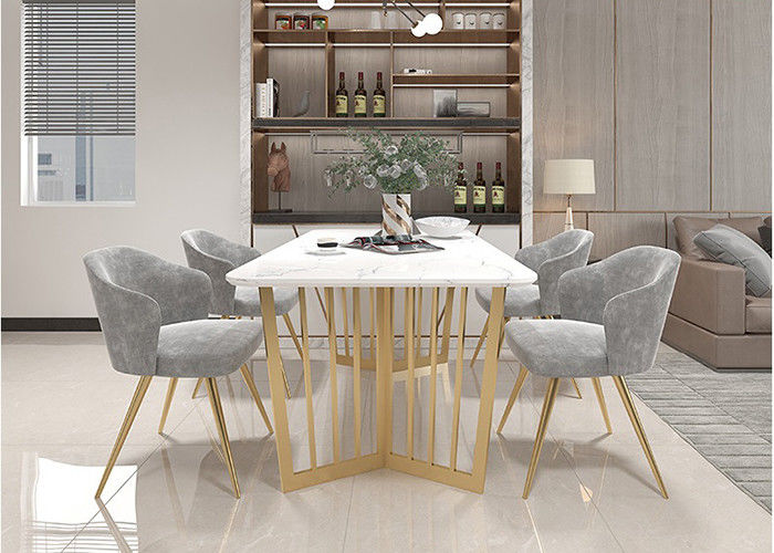 Mármol moderno de acero inoxidable de la mesa de comedor del marco inferior