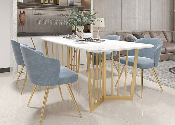 Mármol moderno de acero inoxidable de la mesa de comedor del marco inferior