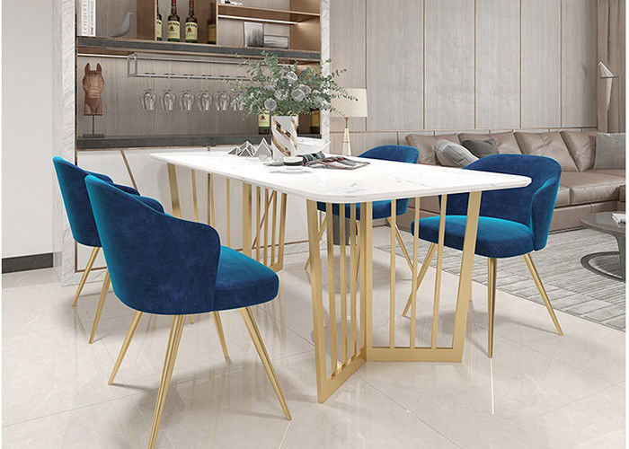 Mármol moderno de acero inoxidable de la mesa de comedor del marco inferior