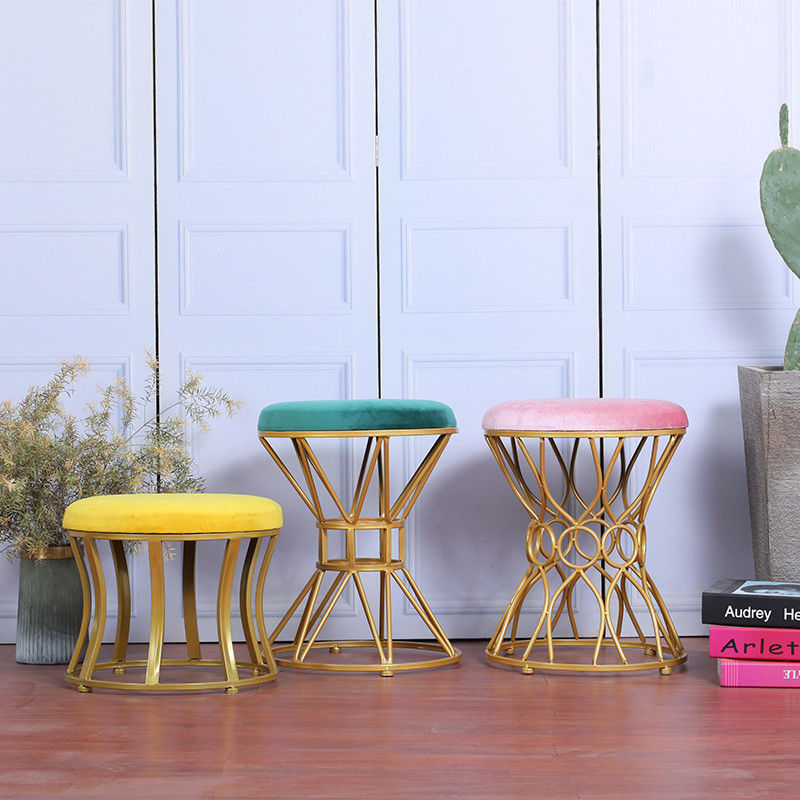 Suciedad de acero inoxidable interior del terciopelo los 35cm Ottoman del oro resistente