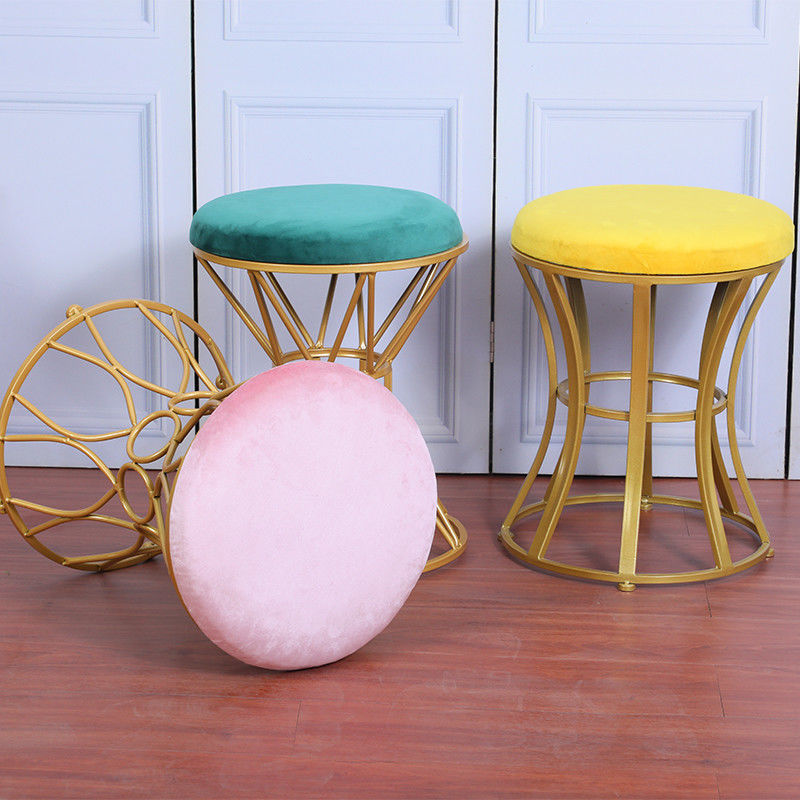 Suciedad de acero inoxidable interior del terciopelo los 35cm Ottoman del oro resistente