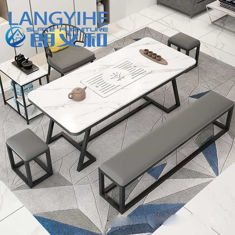 metal de lujo minimalista moderno de Italia de la tabla del comedor de la pizarra del 140cm
