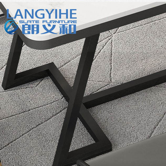 metal de lujo minimalista moderno de Italia de la tabla del comedor de la pizarra del 140cm