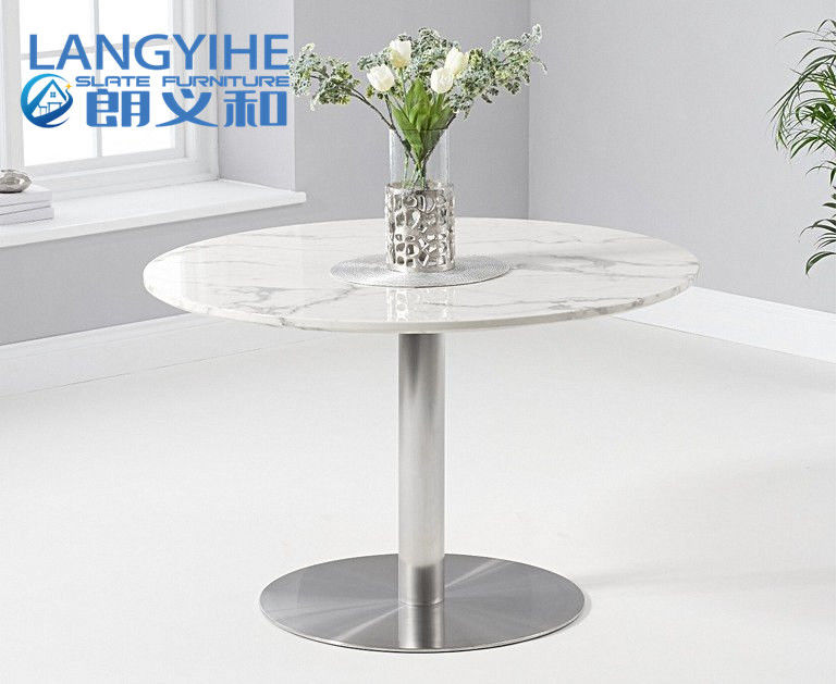 Mesa de comedor blanca el 120cm del mármol del círculo del Odm del OEM