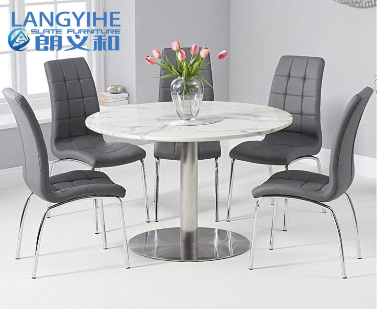 Mesa de comedor blanca el 120cm del mármol del círculo del Odm del OEM