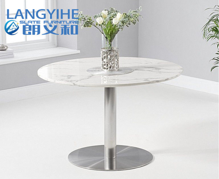 Mesa de comedor tapizada del mármol del círculo de la silla el 120cm