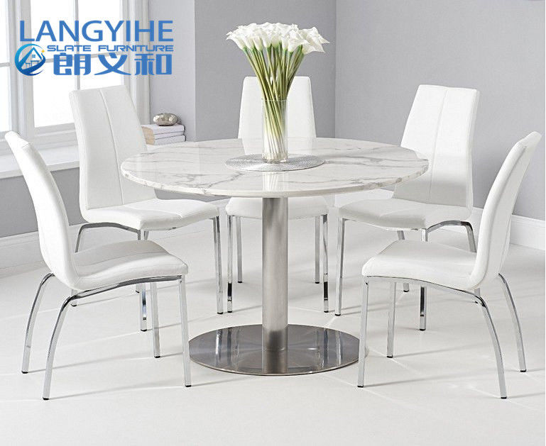Mesa de comedor tapizada del mármol del círculo de la silla el 120cm