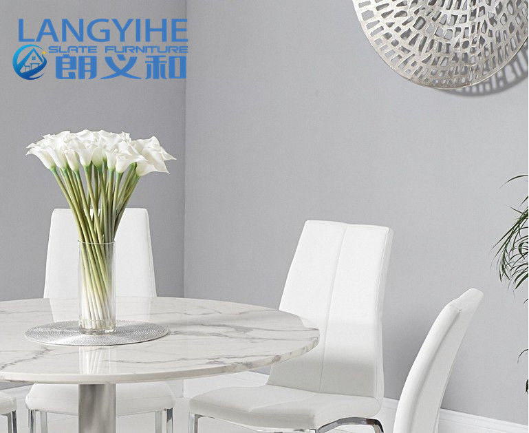 Mesa de comedor tapizada del mármol del círculo de la silla el 120cm