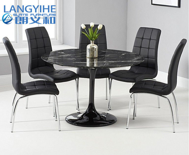 Mesa de comedor del mármol de la ronda del OEM el 120cm fijada para el desayuno