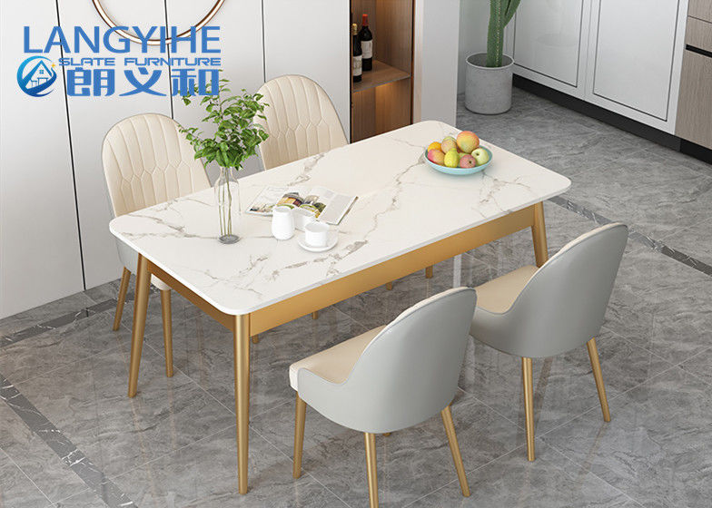 Combinación rectangular de la mesa de comedor y de la silla del mármol del tablero de la roca