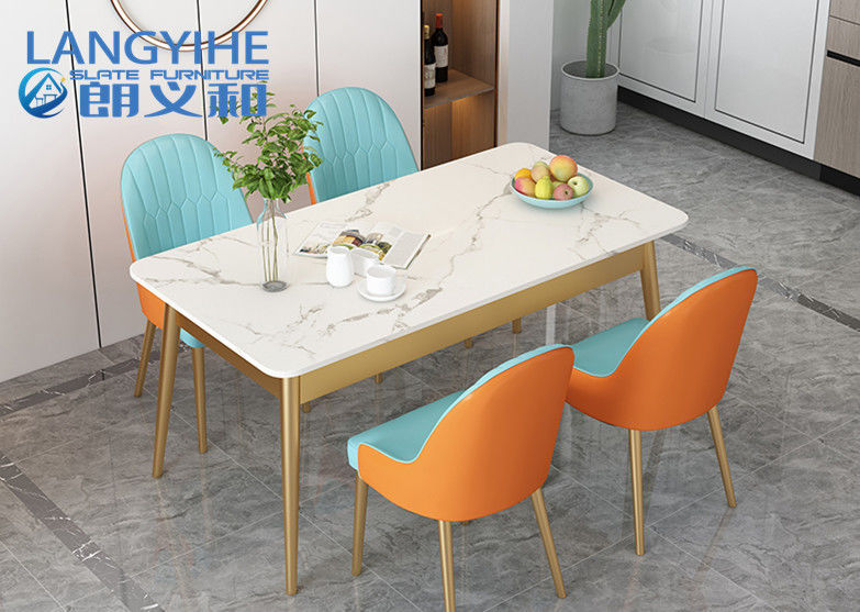 Combinación rectangular de la mesa de comedor y de la silla del mármol del tablero de la roca