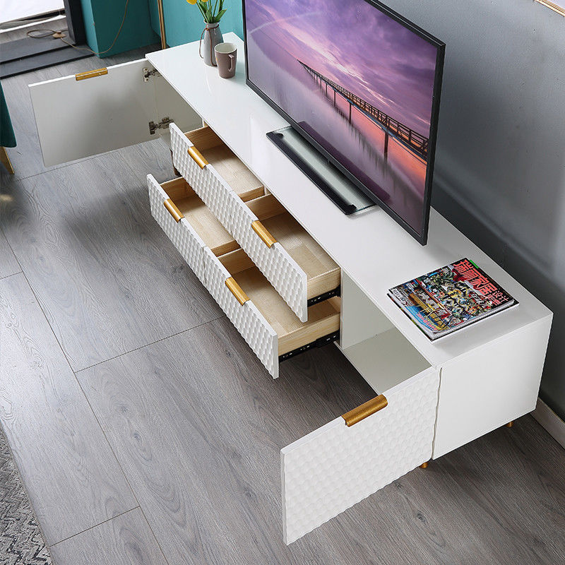 Tabla del centro de la sala de estar y forma larga de lujo del hierro del mármol del gabinete de la TV
