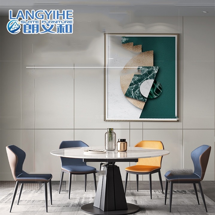 Mesa de comedor de mármol minimalista telescópica de la losa de la roca alrededor del estilo italiano moderno