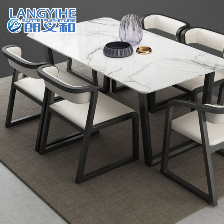 Minimalista moderno nórdico de mármol de la mesa de comedor de madera sólida y de la silla