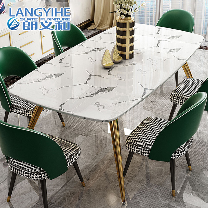 Mesa de comedor de mármol nórdica moderna minimalista para 4 personas